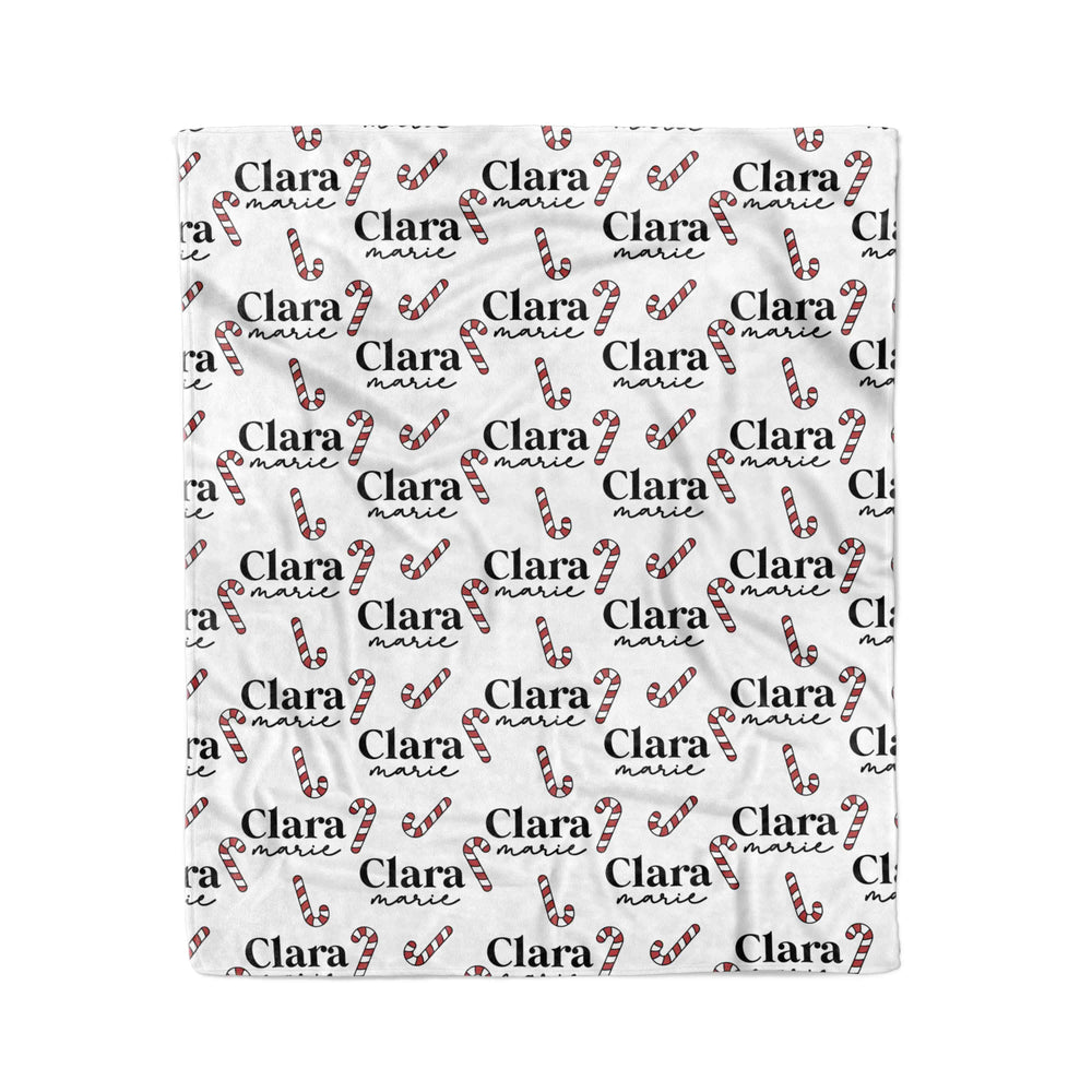 personalized kids blanket with candy canes 