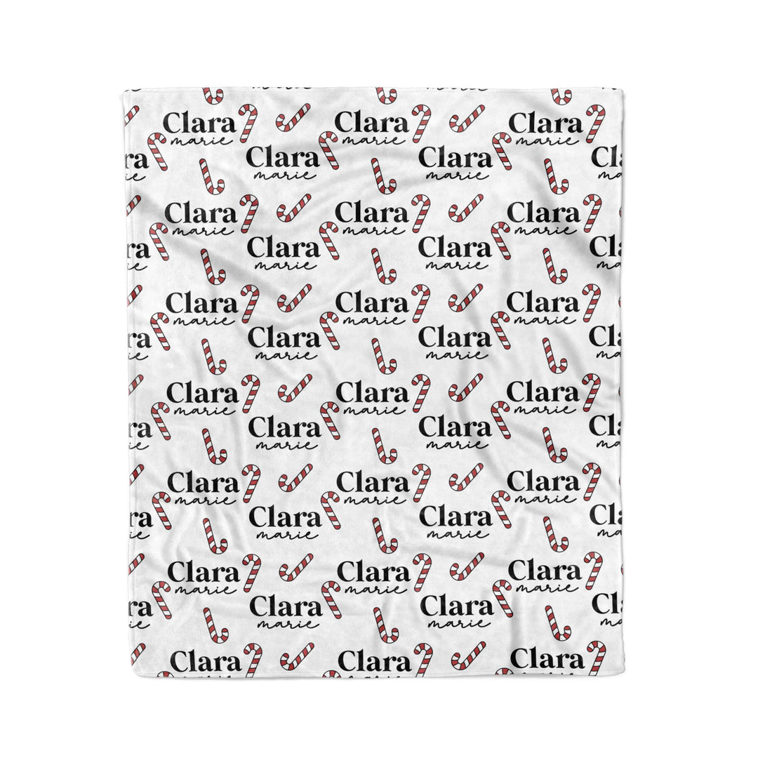 personalized kids blanket with candy canes 