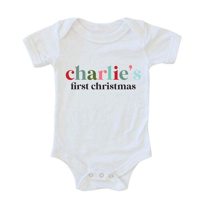 first christmas graphic onesie personalized 