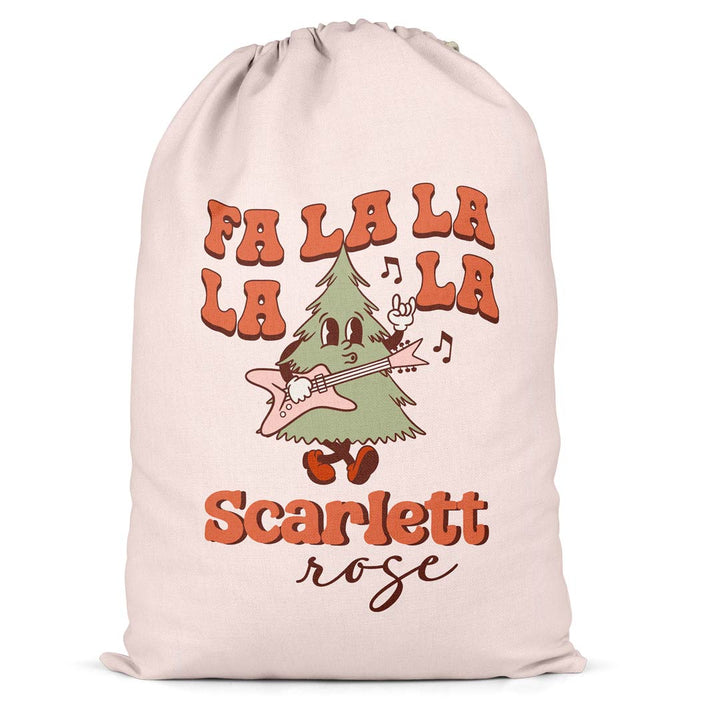 personalized kids santa sack with a christmas tree