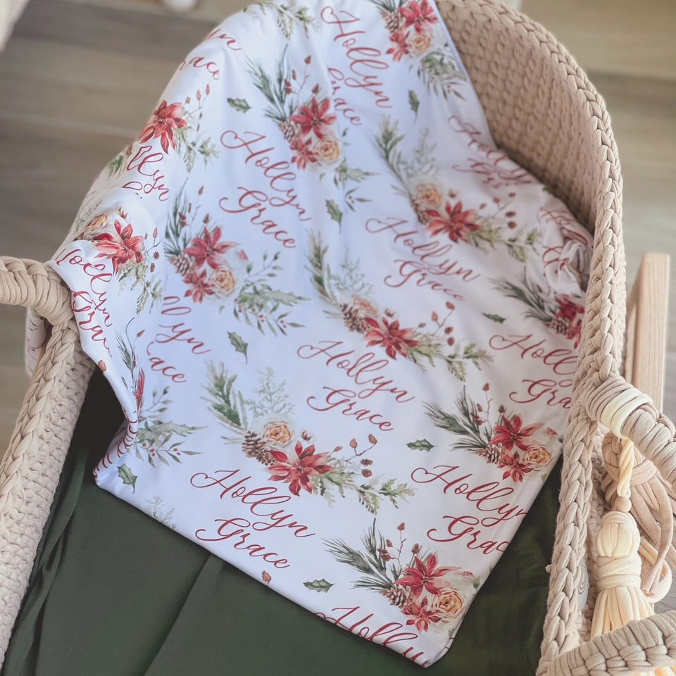 Christmas floral swaddle blanket