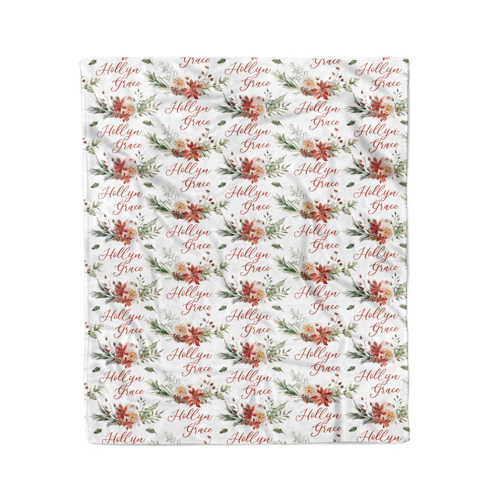 personalized kids blanket christmas floral