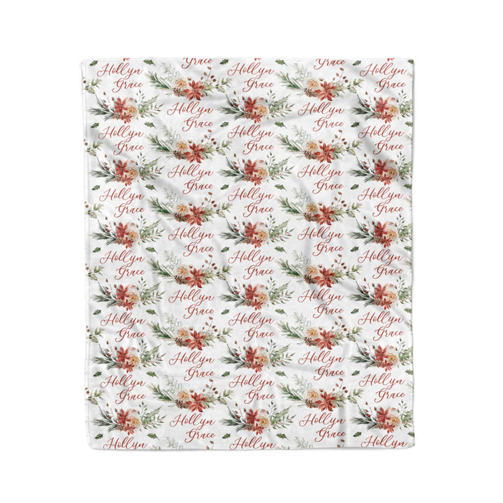 personalized kids blanket christmas floral