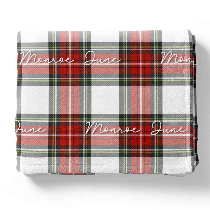 christmas plaid personalized kids blanket 