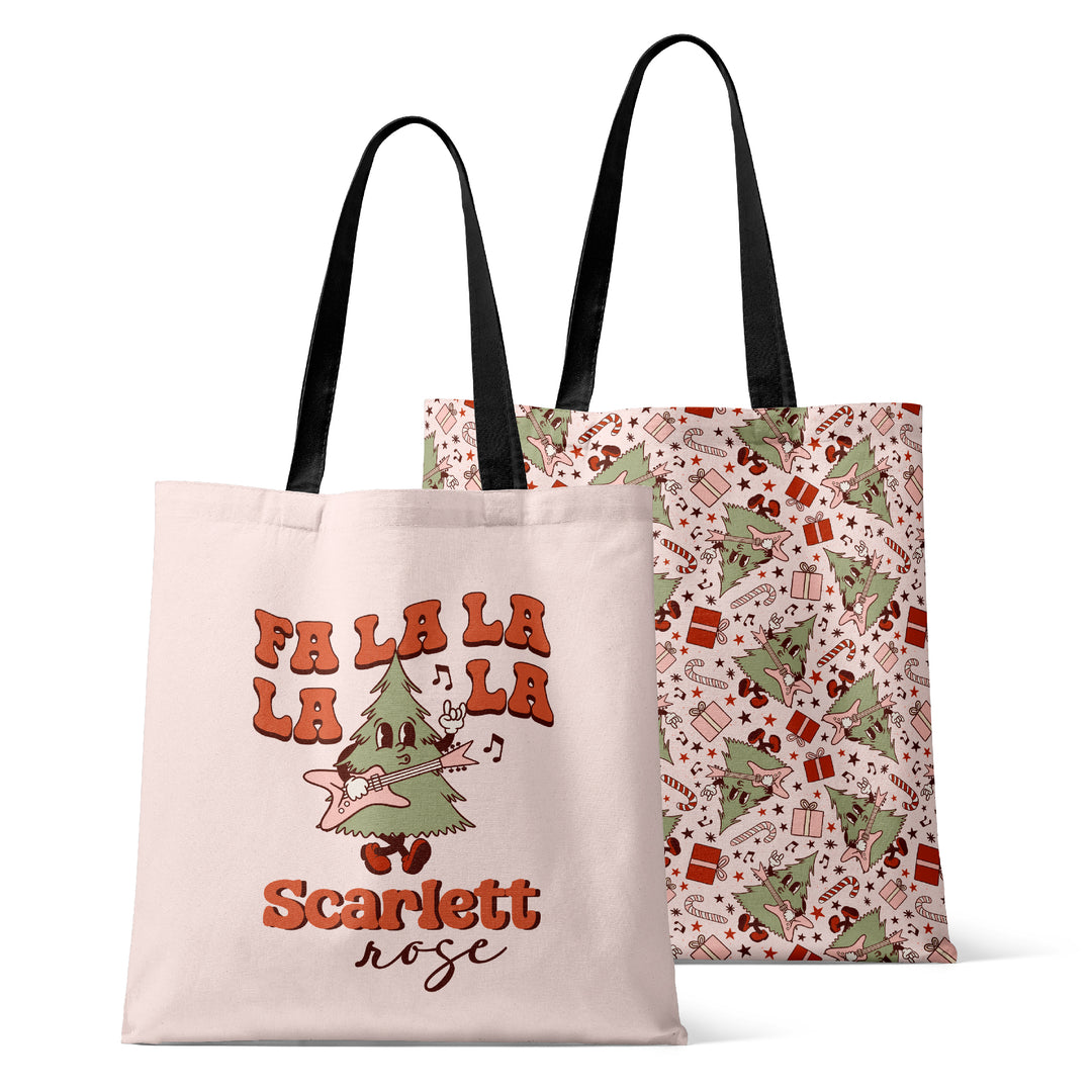 pink christmas tree personalized tote bag for kids