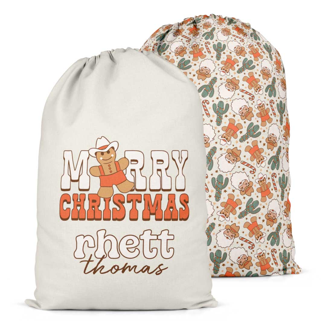 country gingerbread personalized santa sack