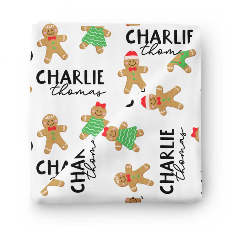 gingerbread personalized swaddle blanket 