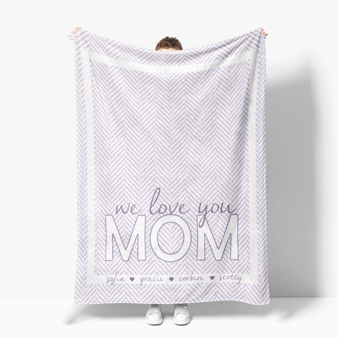 we love you mom herringbone blanket 