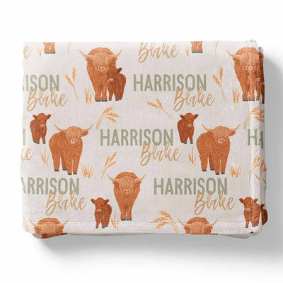 highland cow personalized blanket