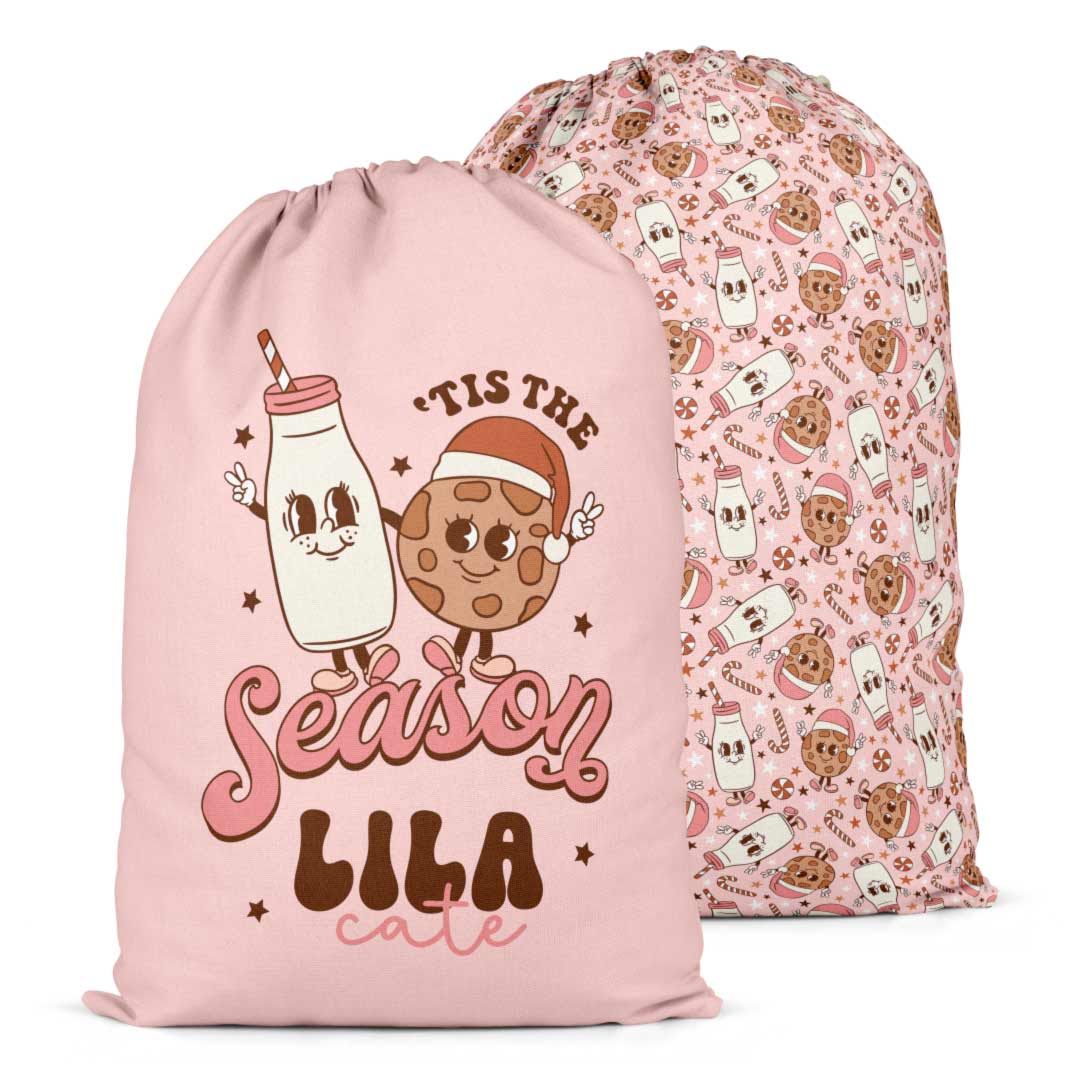 milk and cookie personalized santa sack for kids