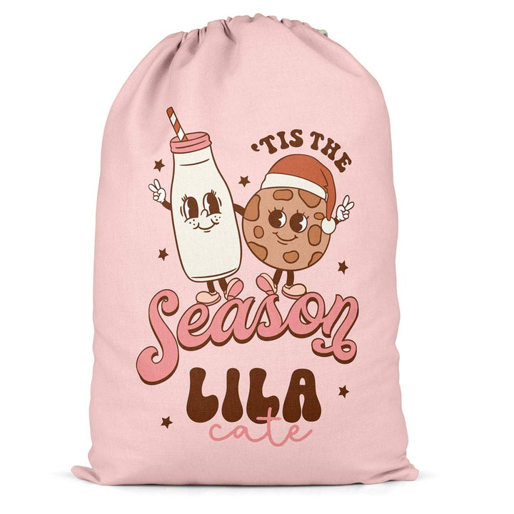 milk and cookies girl personalized santa sack for kids