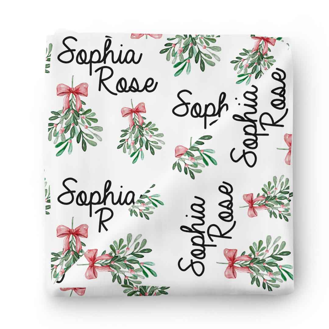 mistletoe personalized swaddle 