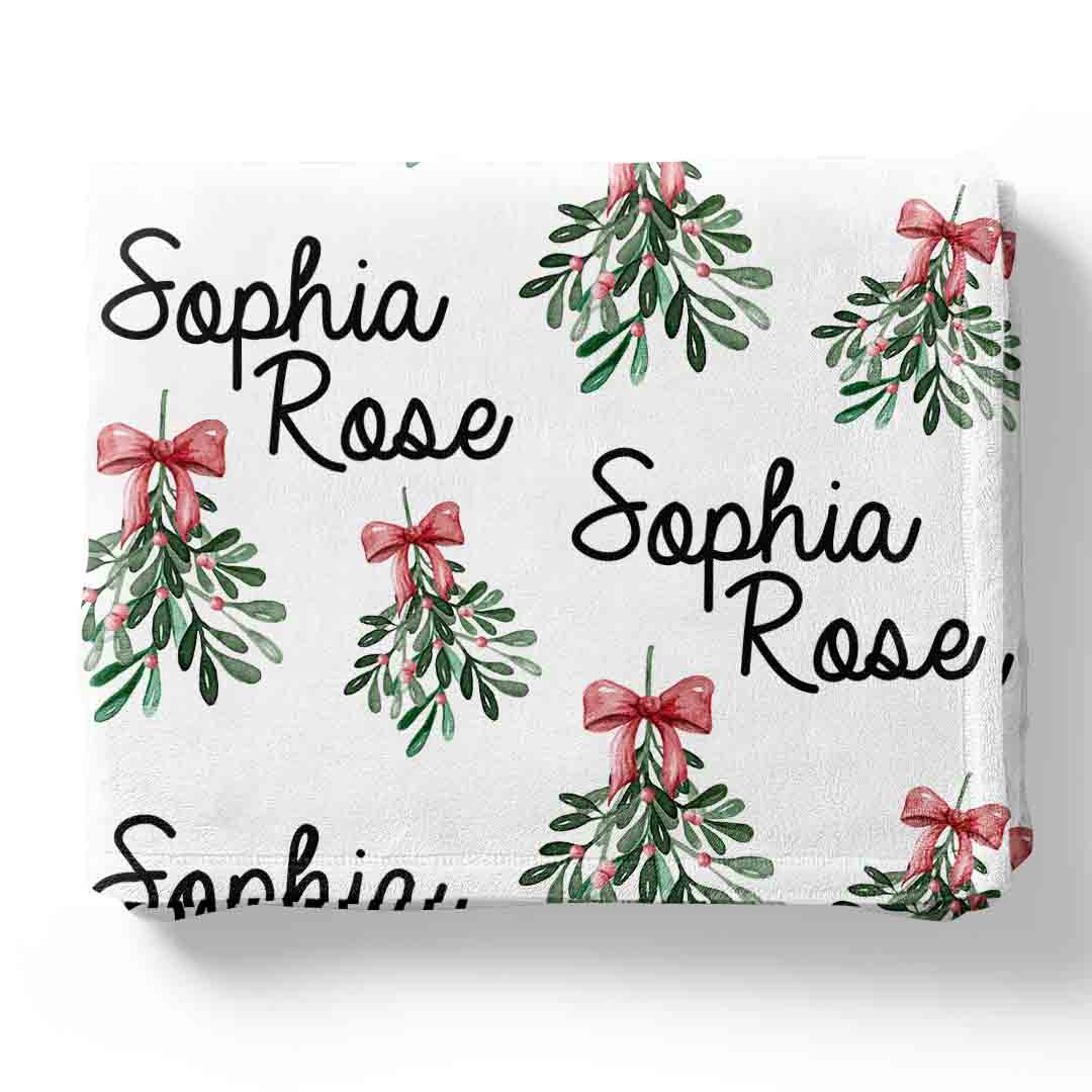 mistletoe personalized kids blanket