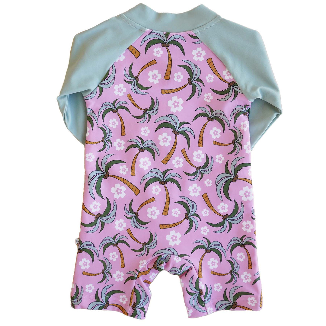 swim romper shortie rash guard palm party 