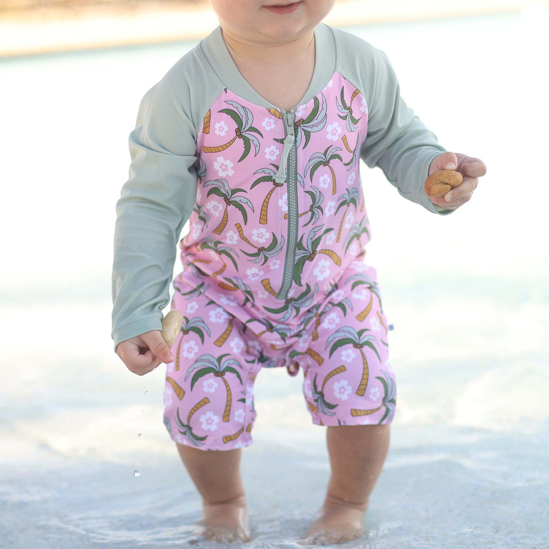 palm party swim romper shortie 