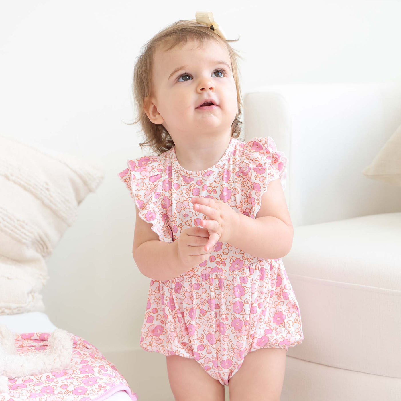 ruffle bubble romper palmer's pink floral 