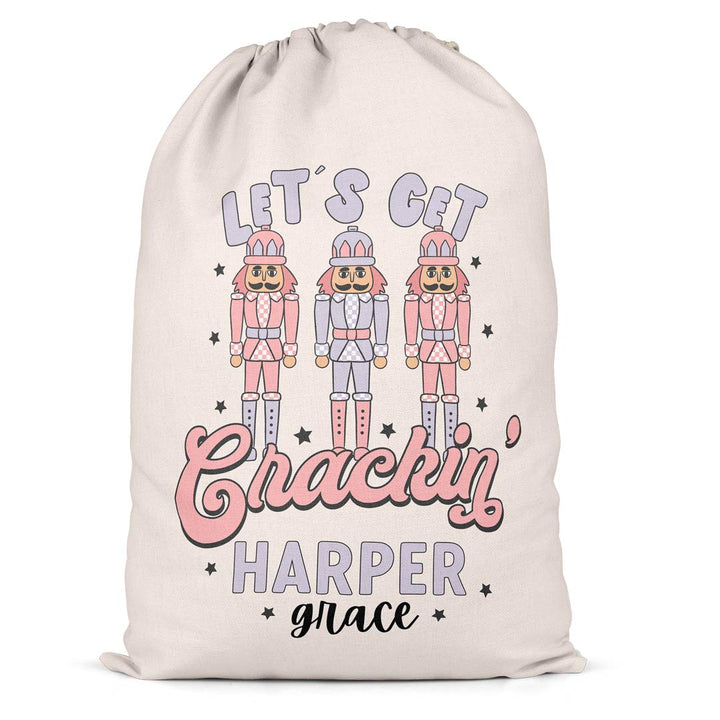 pink nutcracker personalized santa sack