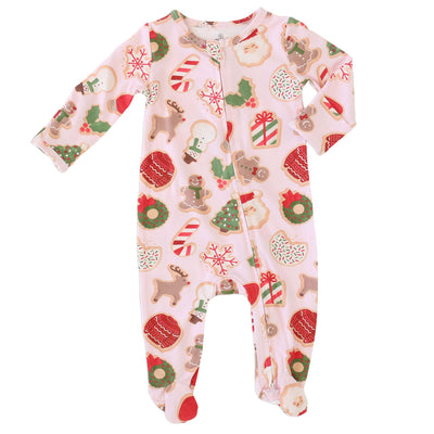 pink christmas cookie bamboo footie soft