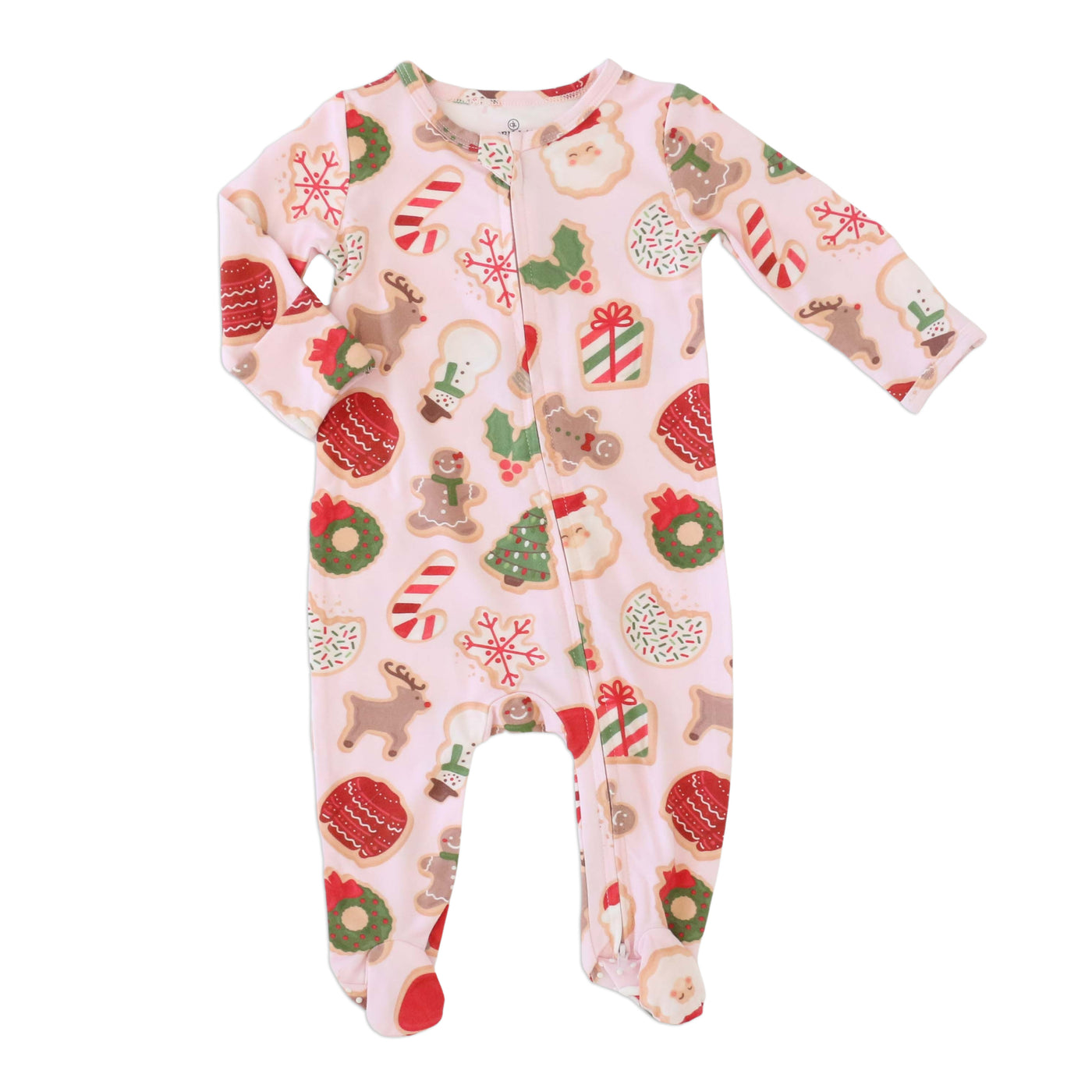 pink christmas cookie footie bamboo