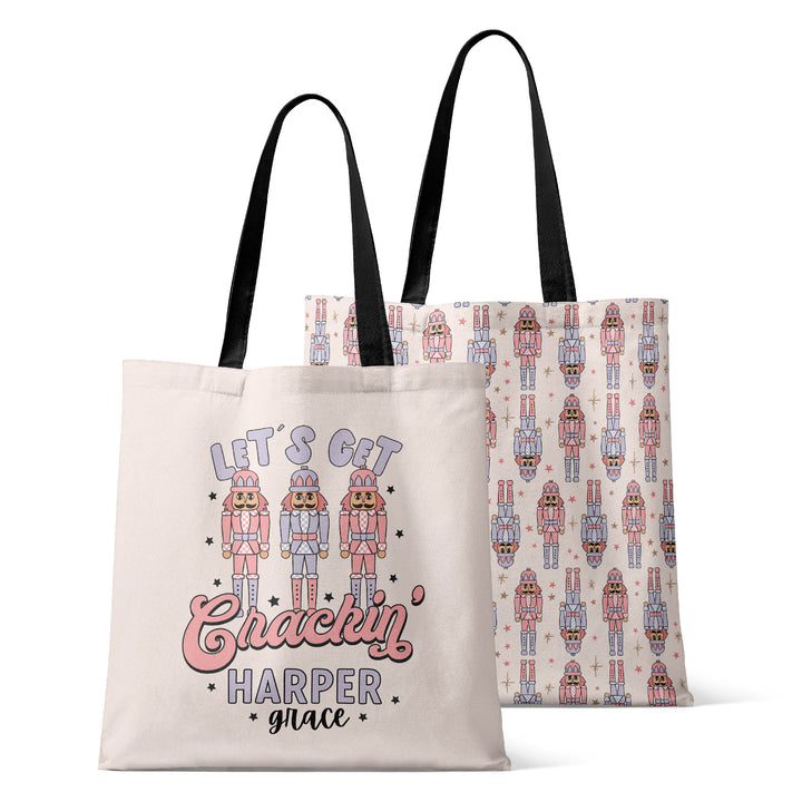 pink nutcracker personalized tote 