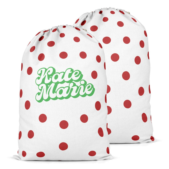 polka dot personalized santa sack