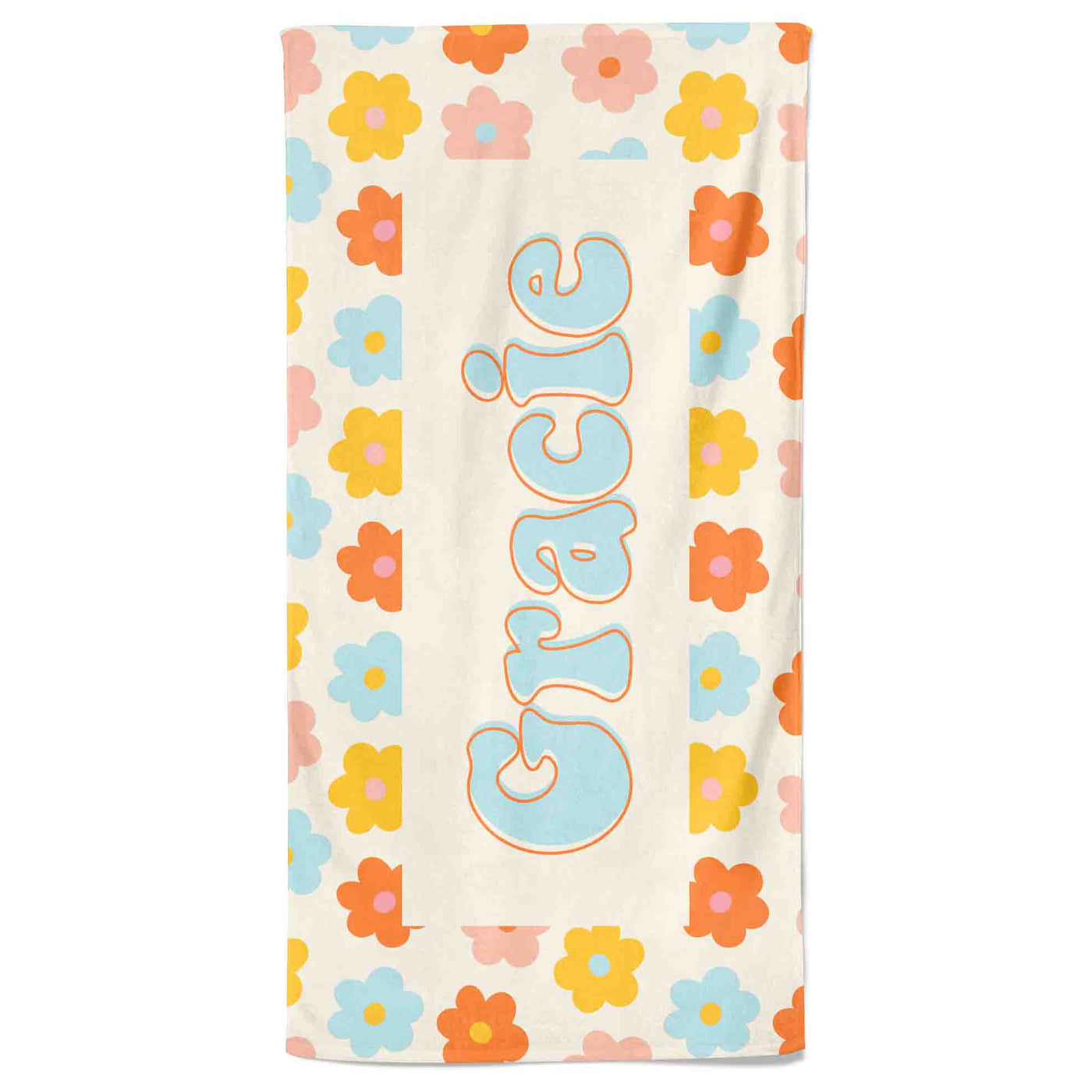 retro floral personalized towel 