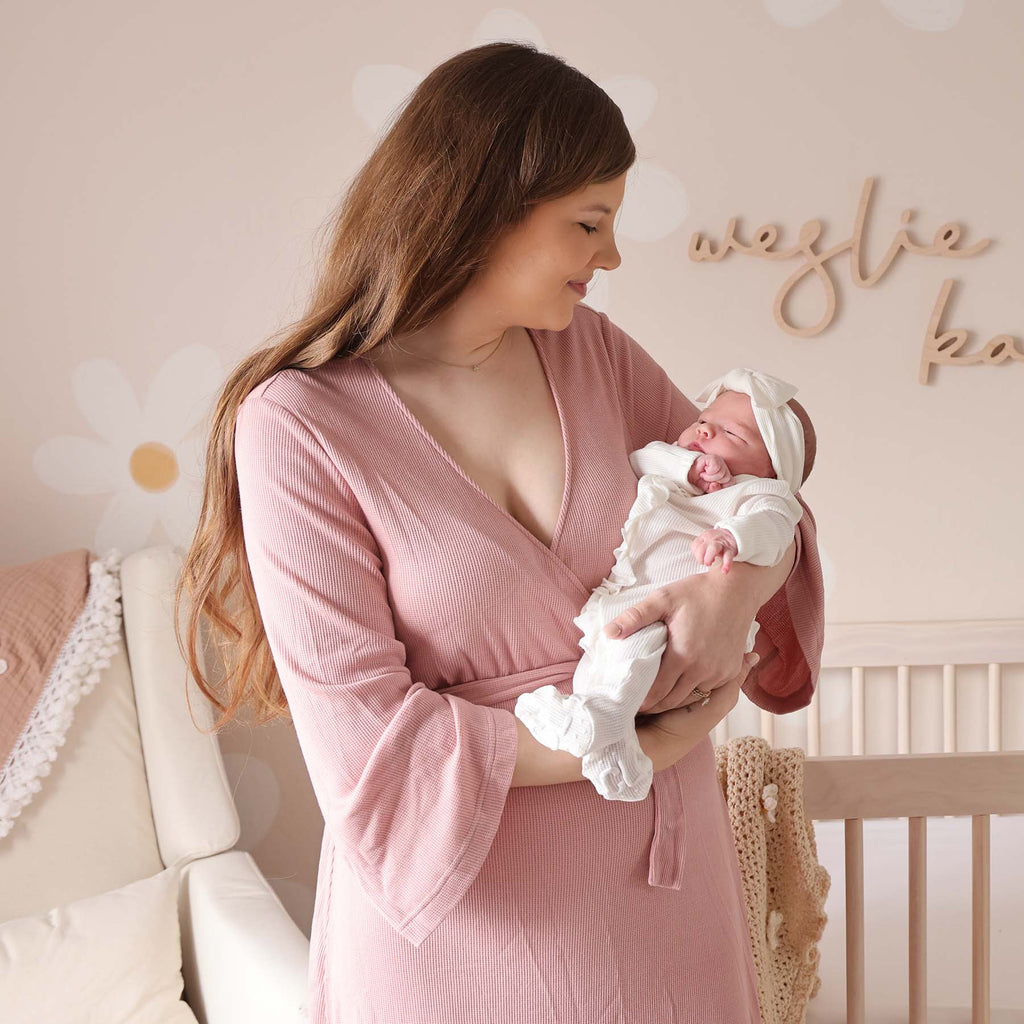 Eucalyptus Waffle Bamboo Knit Maternity Robe