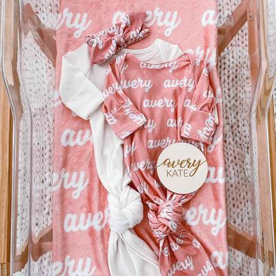 salmon pink personalized baby take me home outfit