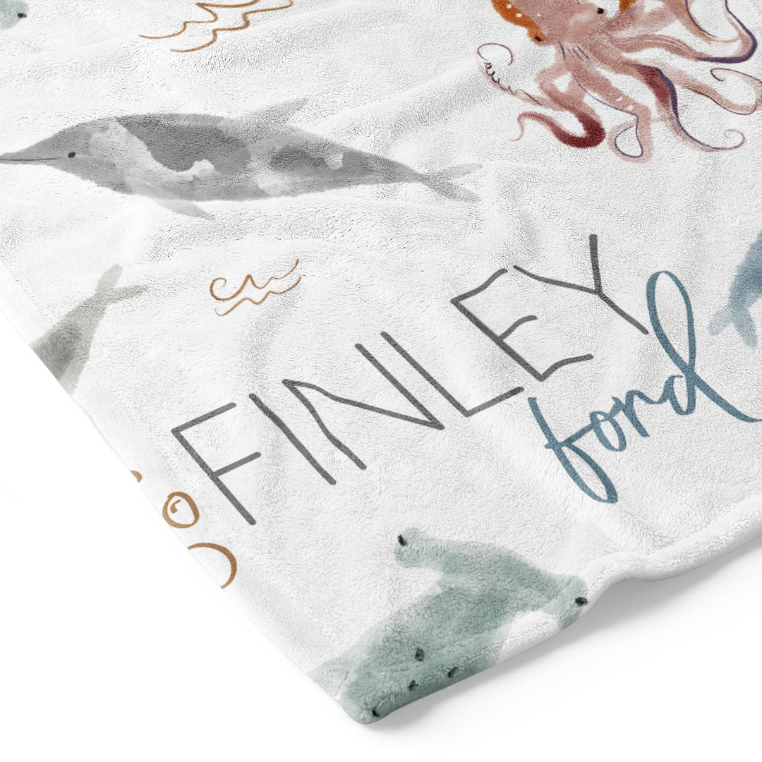 Sea Life Personalized Toddler Blanket