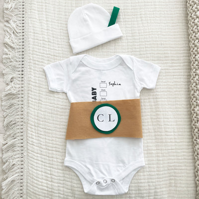 starbucks cup baby costume with name 