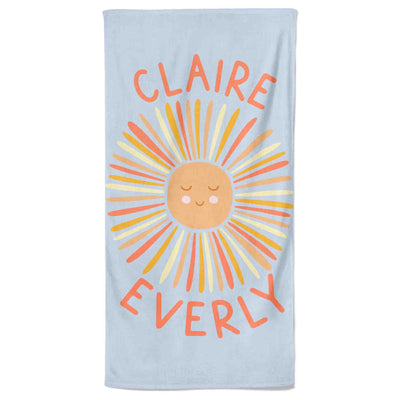 happy sun personalized beach towel 