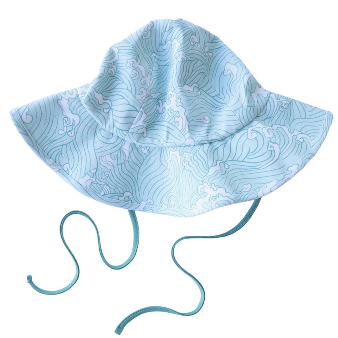 blue wave printed sun hat 